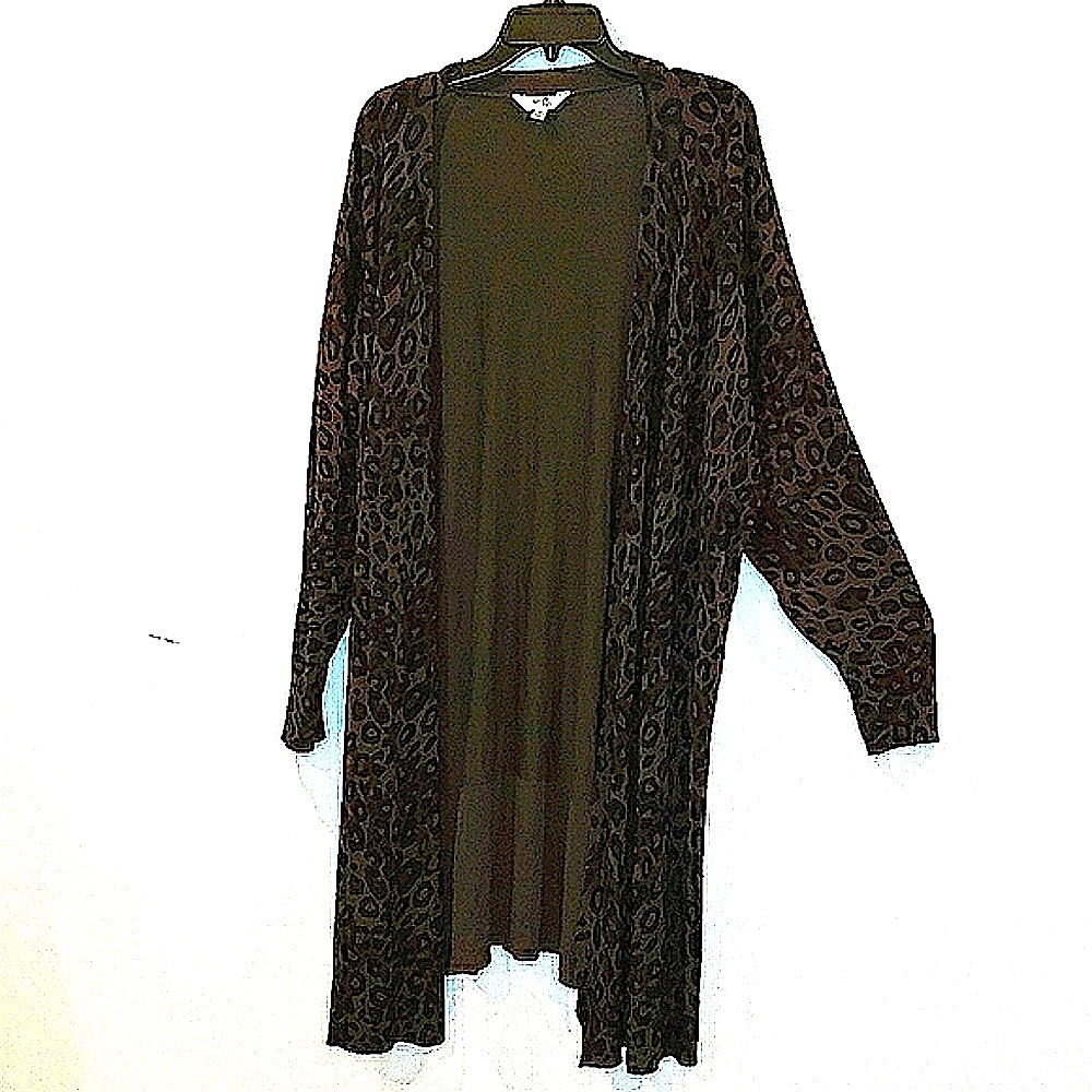 Terra & Sky leopard print cardigan sweater